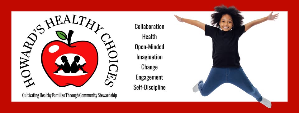 Howard's Healthy Choices banner with the red apple logo and the CHOICES values
